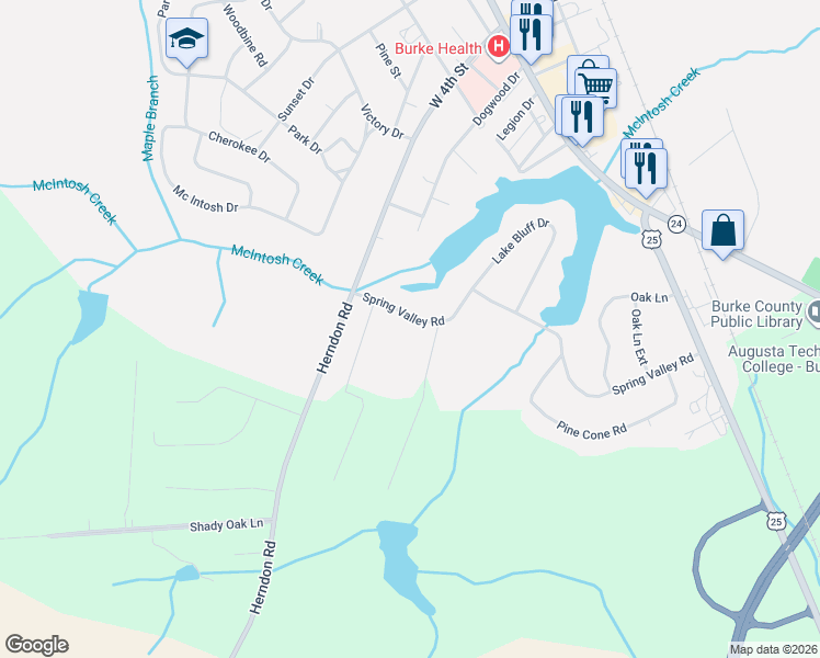 map of restaurants, bars, coffee shops, grocery stores, and more near 340 Spring Valley Road in Waynesboro