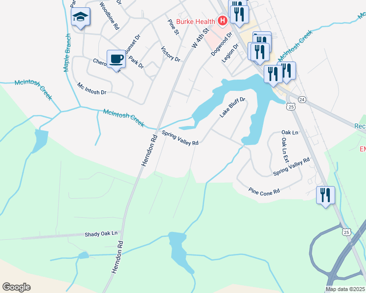map of restaurants, bars, coffee shops, grocery stores, and more near 342 Spring Valley Road in Waynesboro
