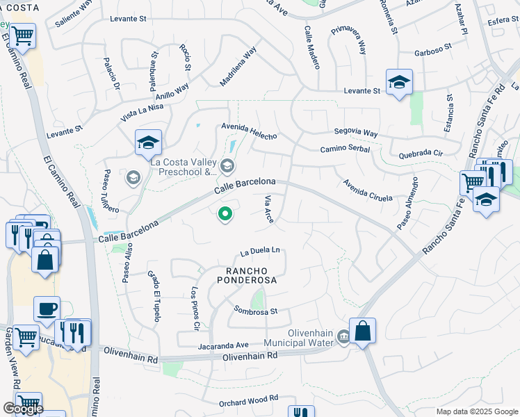map of restaurants, bars, coffee shops, grocery stores, and more near 2854 Corte Papaya in Carlsbad