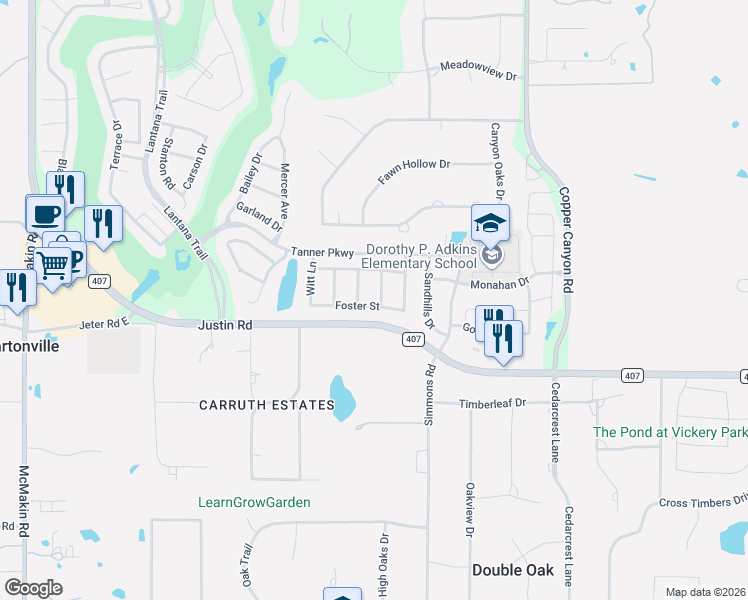 map of restaurants, bars, coffee shops, grocery stores, and more near 9145 Penny Lane in Lantana