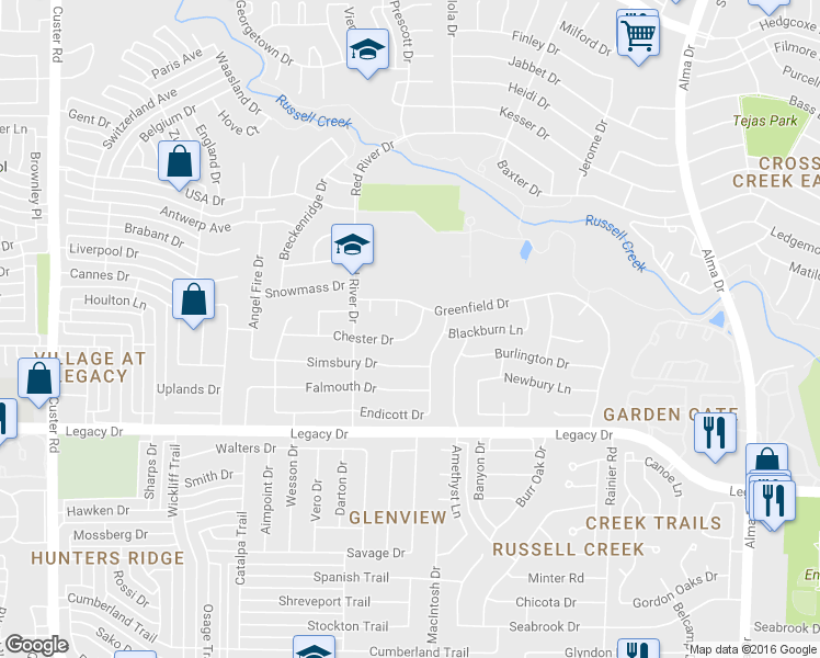 map of restaurants, bars, coffee shops, grocery stores, and more near 1513 Chester Drive in Plano