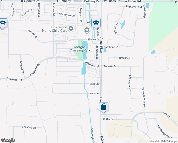 map of restaurants, bars, coffee shops, grocery stores, and more near 1803 Harlequin Place in Allen