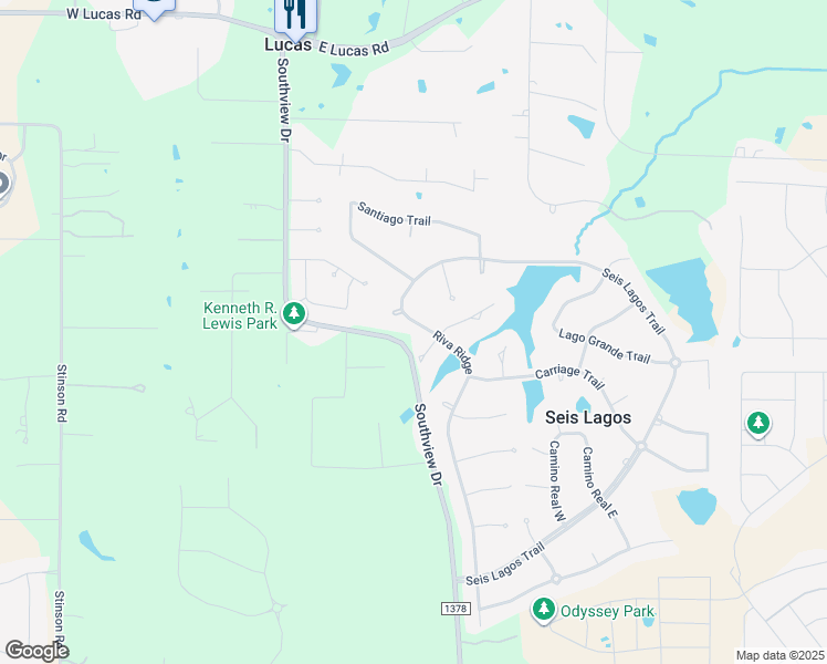 map of restaurants, bars, coffee shops, grocery stores, and more near 703 Riva Ridge in Wylie
