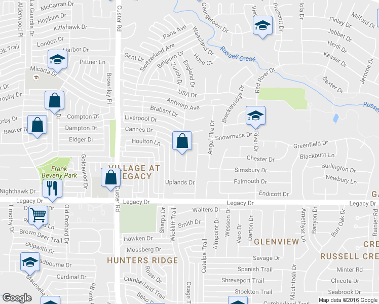 map of restaurants, bars, coffee shops, grocery stores, and more near 7300 Swallow Branch Lane in Plano