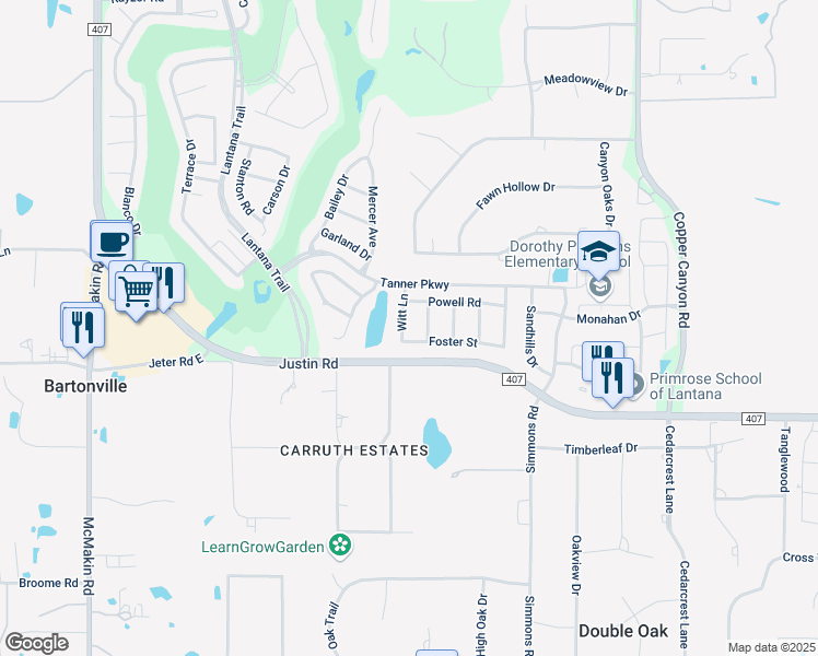 map of restaurants, bars, coffee shops, grocery stores, and more near 9167 Witt Lane in Lantana