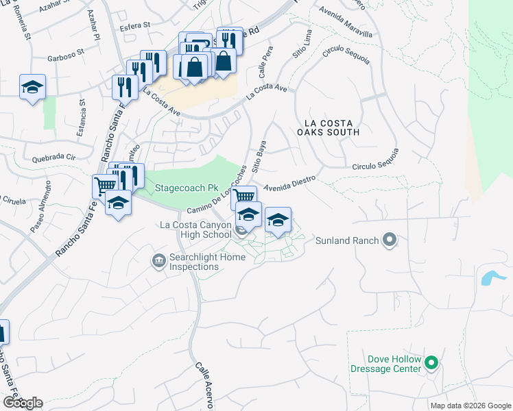 map of restaurants, bars, coffee shops, grocery stores, and more near 7919 Terraza Disoma in Carlsbad