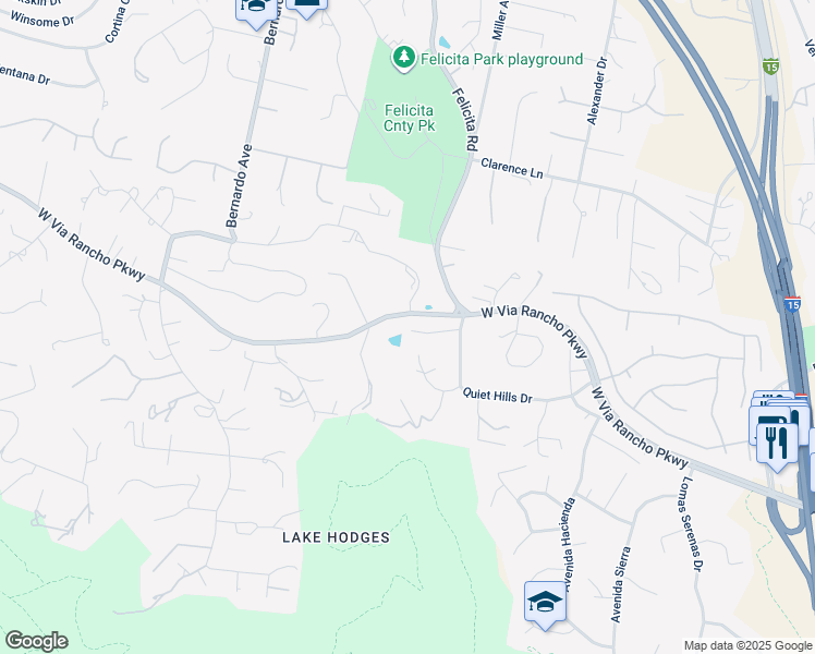 map of restaurants, bars, coffee shops, grocery stores, and more near 752 Quiet Place in Escondido