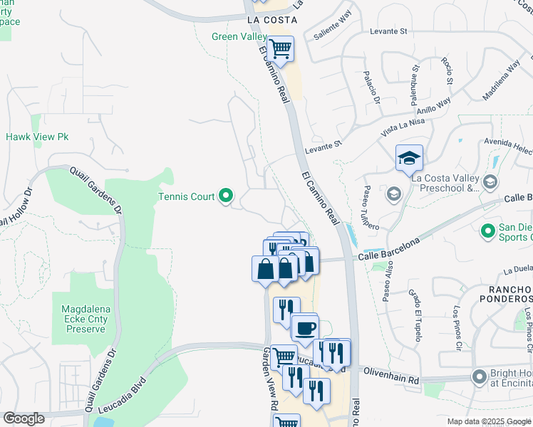map of restaurants, bars, coffee shops, grocery stores, and more near 1950 Silverleaf Cir in Carlsbad