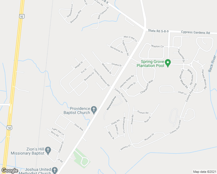 map of restaurants, bars, coffee shops, grocery stores, and more near 206 Sugarhouse Court in Moncks Corner