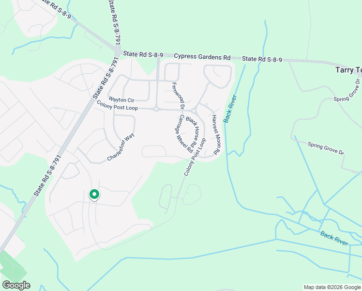 map of restaurants, bars, coffee shops, grocery stores, and more near 321 Carriage Wheel Road in Moncks Corner