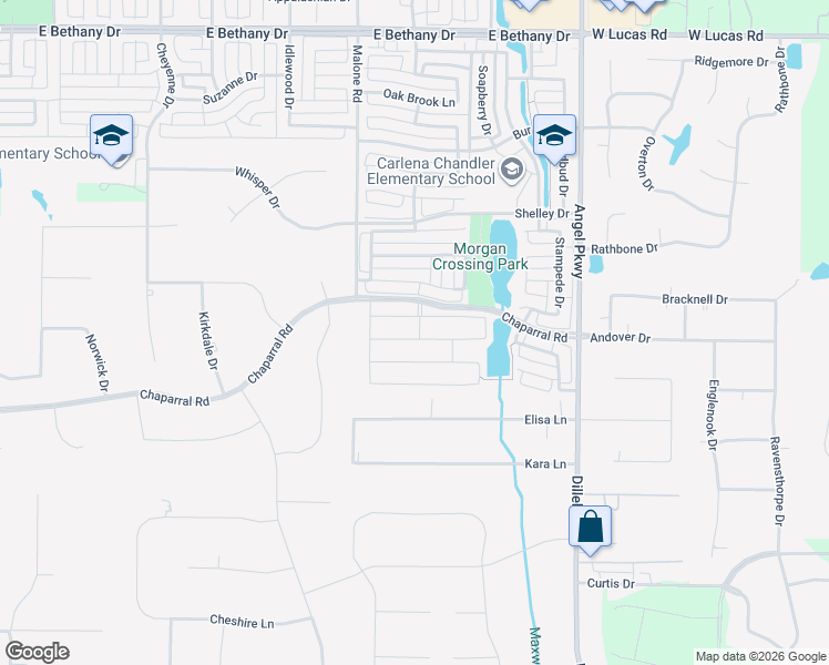 map of restaurants, bars, coffee shops, grocery stores, and more near 1627 Stonewick Drive in Allen