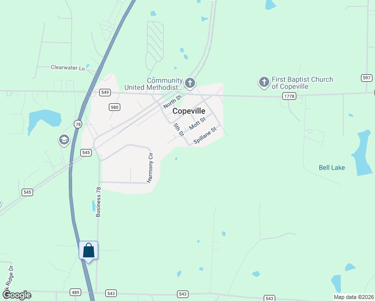 map of restaurants, bars, coffee shops, grocery stores, and more near 5542 Spillane Street in Copeville