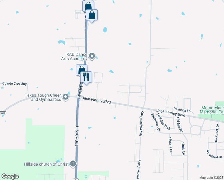 map of restaurants, bars, coffee shops, grocery stores, and more near 2300 West Jack Finney Boulevard in Greenville