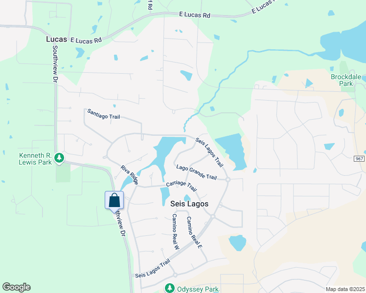 map of restaurants, bars, coffee shops, grocery stores, and more near 204 Lago Grande Trail in Wylie