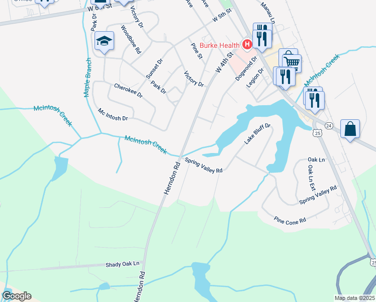 map of restaurants, bars, coffee shops, grocery stores, and more near 615 West 4th Street in Waynesboro