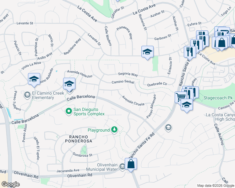 map of restaurants, bars, coffee shops, grocery stores, and more near 2959 Avenida Ciruela in Carlsbad