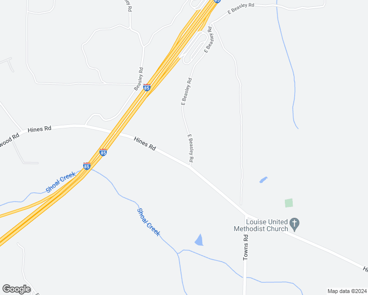 map of restaurants, bars, coffee shops, grocery stores, and more near 55 East Beasley Road in Hogansville