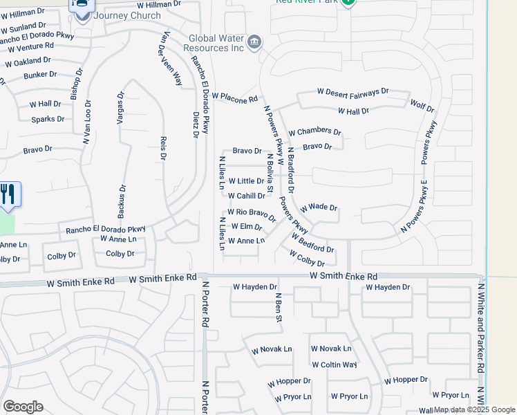 map of restaurants, bars, coffee shops, grocery stores, and more near 41144 West Rio Bravo Drive in Maricopa