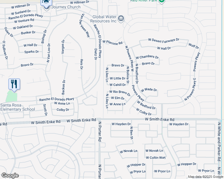 map of restaurants, bars, coffee shops, grocery stores, and more near 41334 West Rio Bravo Drive in Maricopa