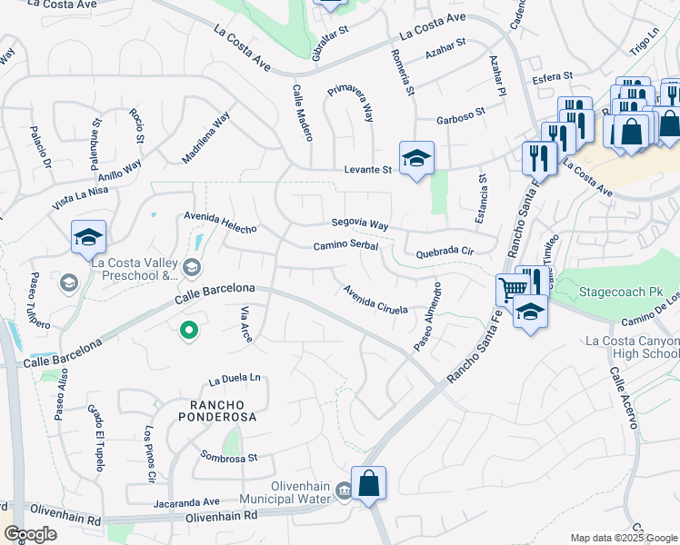 map of restaurants, bars, coffee shops, grocery stores, and more near 2941 Avenida Castana in Carlsbad