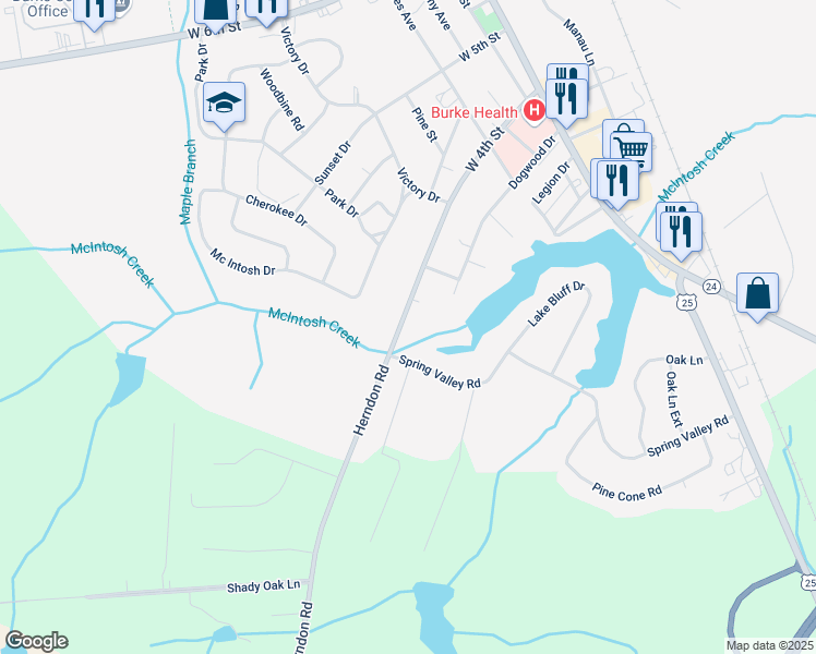 map of restaurants, bars, coffee shops, grocery stores, and more near 615 West 4th Street in Waynesboro