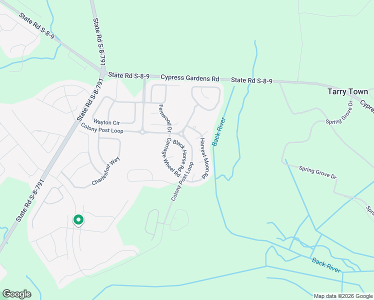 map of restaurants, bars, coffee shops, grocery stores, and more near 414 Black Horse Road in Moncks Corner
