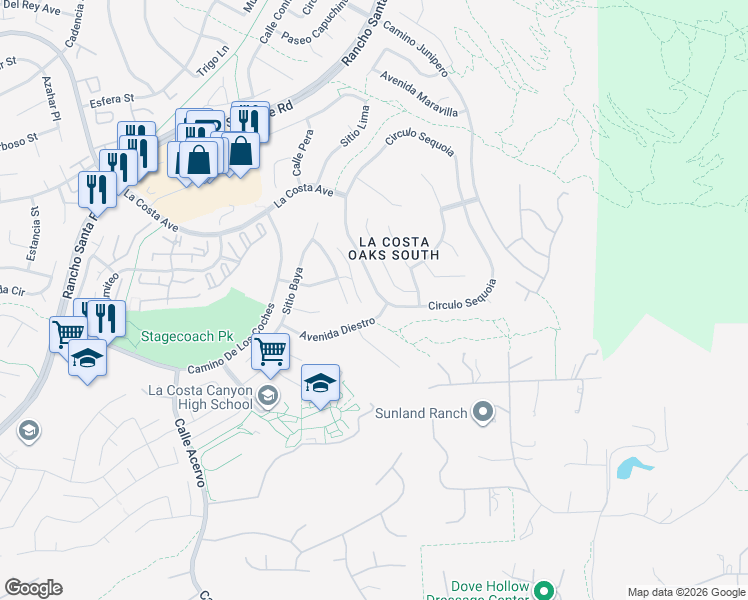 map of restaurants, bars, coffee shops, grocery stores, and more near 7635 Circulo Sequoia in Carlsbad