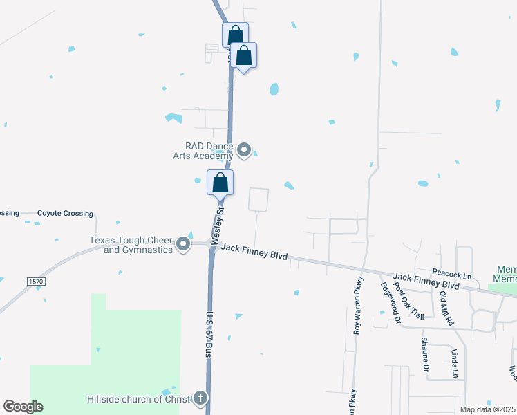map of restaurants, bars, coffee shops, grocery stores, and more near 2410 West Jack Finney Boulevard in Greenville