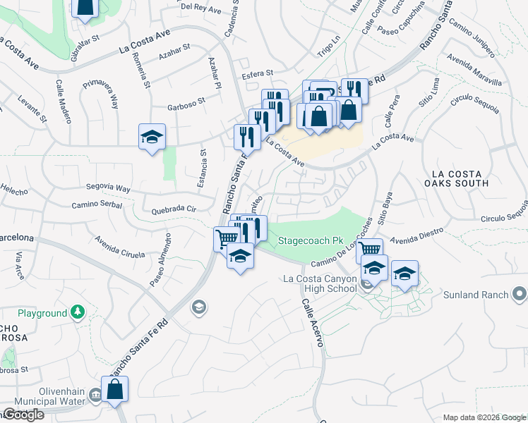map of restaurants, bars, coffee shops, grocery stores, and more near 7794 Paseo La Jolla in Carlsbad