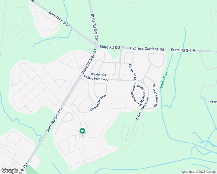 map of restaurants, bars, coffee shops, grocery stores, and more near 124 Charlesfort Way in Moncks Corner
