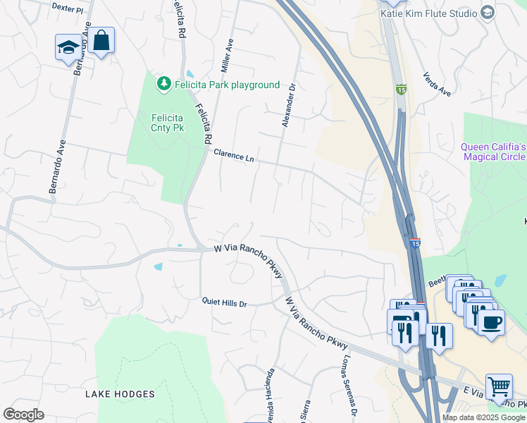 map of restaurants, bars, coffee shops, grocery stores, and more near 2978 Wahupa Ranch Road in Escondido