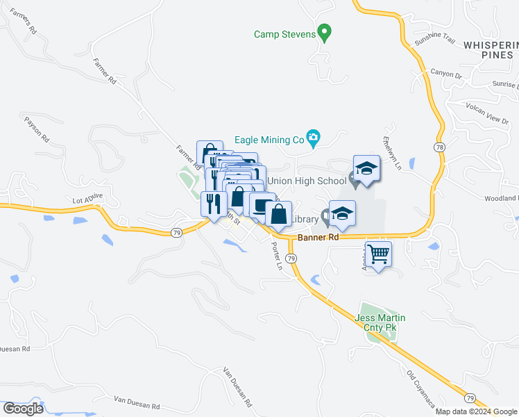 map of restaurants, bars, coffee shops, grocery stores, and more near 2013 3rd Street in Julian