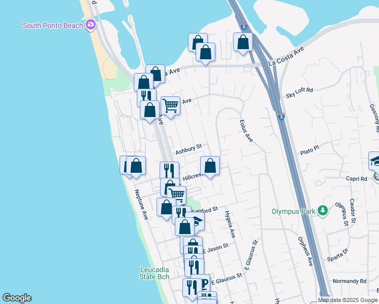 map of restaurants, bars, coffee shops, grocery stores, and more near 190 Stonesteps Way in Encinitas