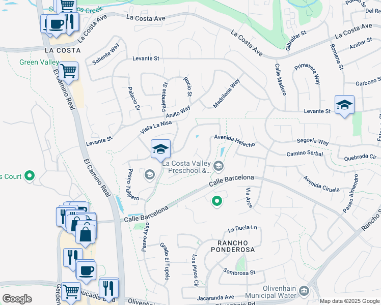 map of restaurants, bars, coffee shops, grocery stores, and more near 7847 Sitio Coco in Carlsbad