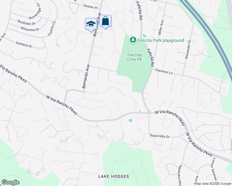 map of restaurants, bars, coffee shops, grocery stores, and more near 3267 Bernardo Lane in Escondido