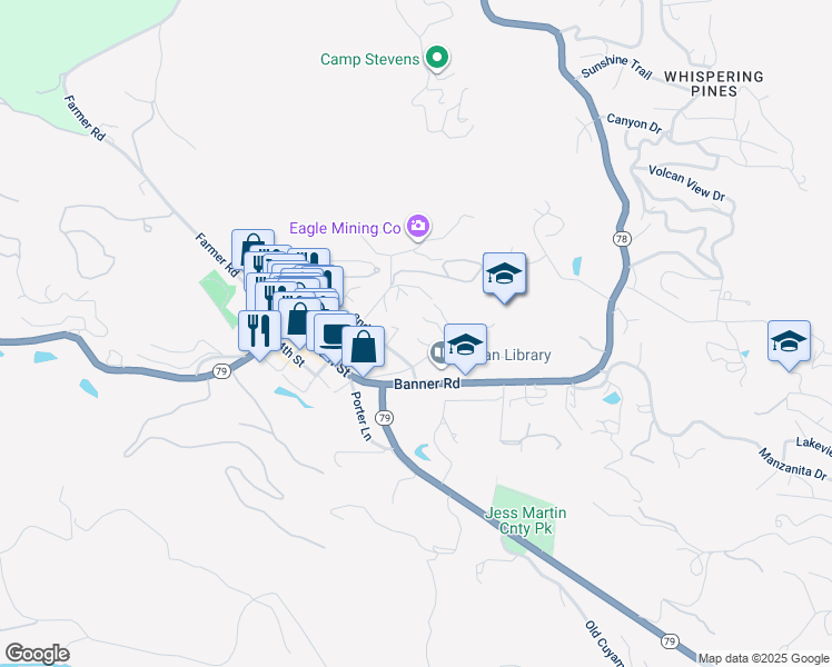 map of restaurants, bars, coffee shops, grocery stores, and more near 2408 Cape Horn Avenue in Julian