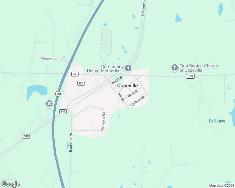 map of restaurants, bars, coffee shops, grocery stores, and more near 5542 Williams Street in Copeville