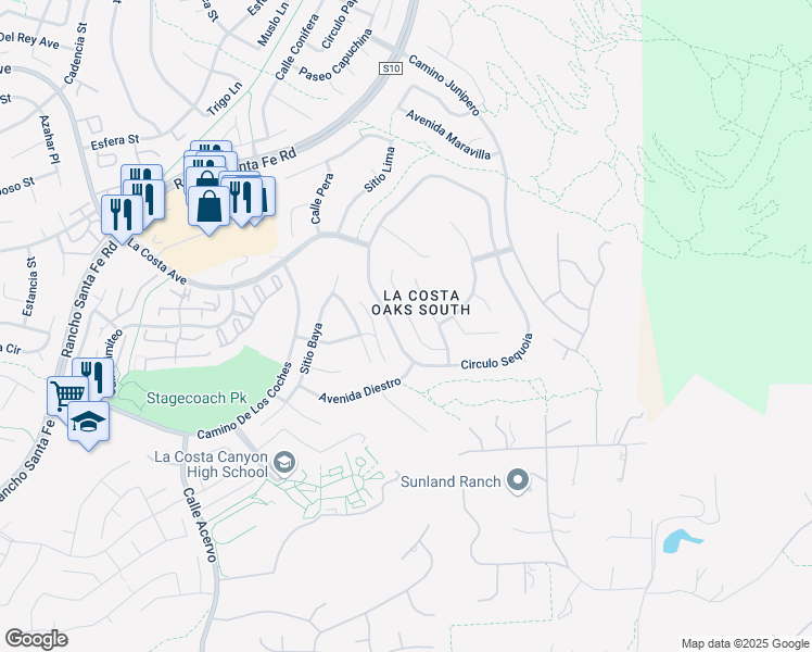 map of restaurants, bars, coffee shops, grocery stores, and more near 7661 Sitio Algodon in Carlsbad