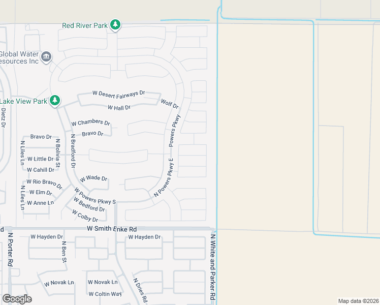 map of restaurants, bars, coffee shops, grocery stores, and more near North White and Parker Road in Maricopa