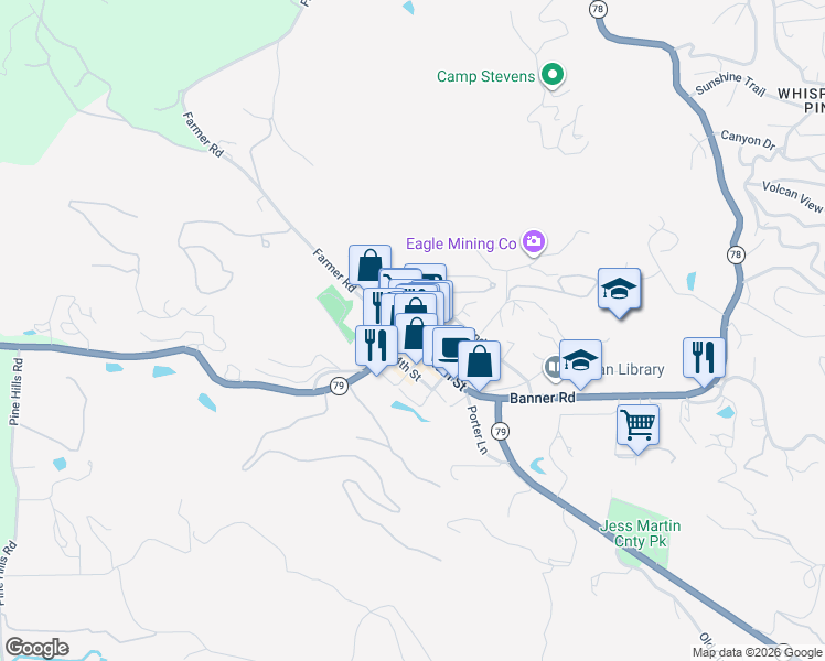 map of restaurants, bars, coffee shops, grocery stores, and more near in Julian