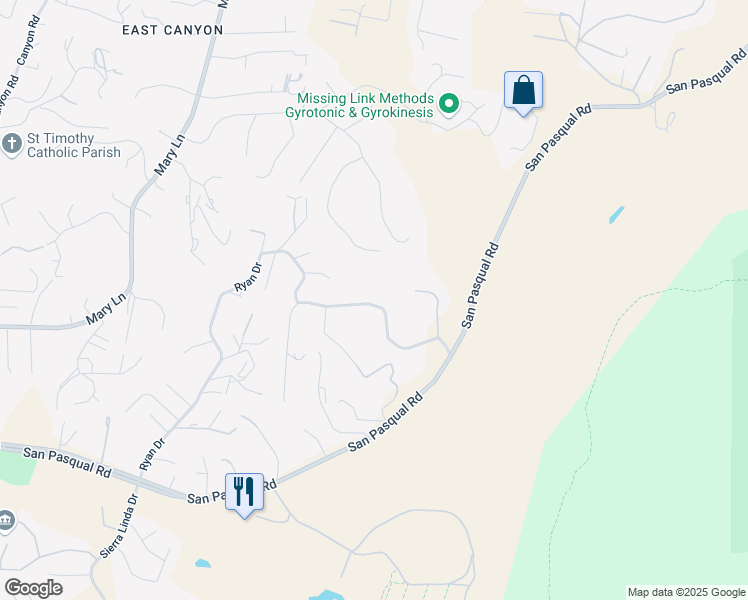 map of restaurants, bars, coffee shops, grocery stores, and more near 2830 Sunset Hills in Escondido