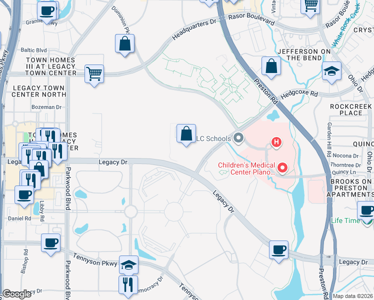 map of restaurants, bars, coffee shops, grocery stores, and more near in Plano