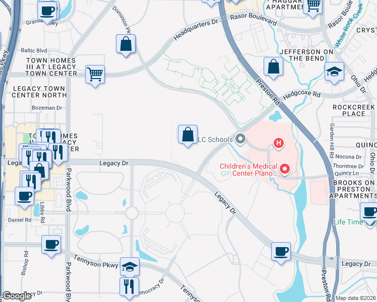 map of restaurants, bars, coffee shops, grocery stores, and more near in Plano