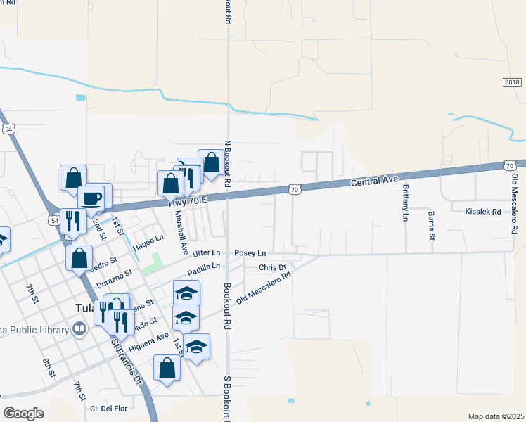 map of restaurants, bars, coffee shops, grocery stores, and more near 1205 Monte Vista Avenue in Tularosa