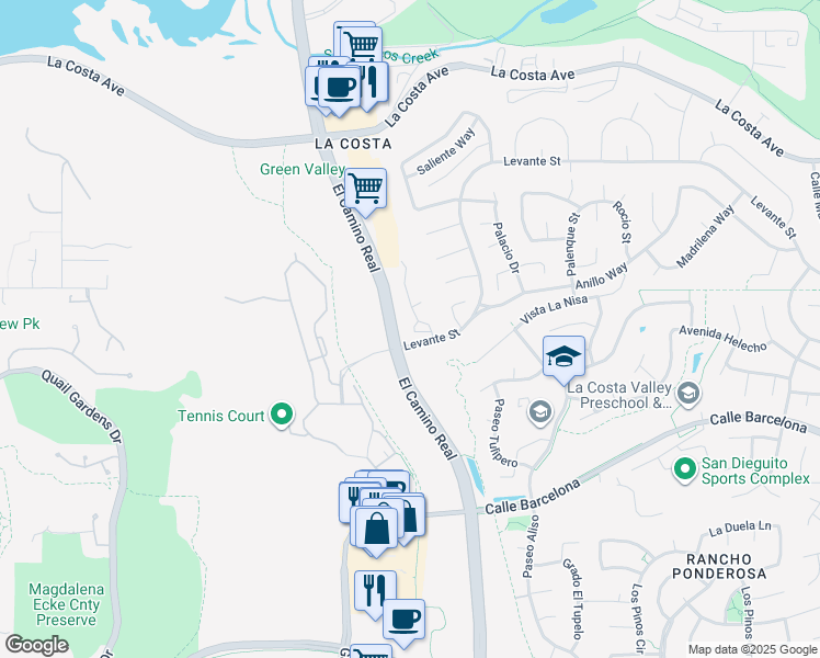 map of restaurants, bars, coffee shops, grocery stores, and more near 7787 Caminito Monarca in Carlsbad