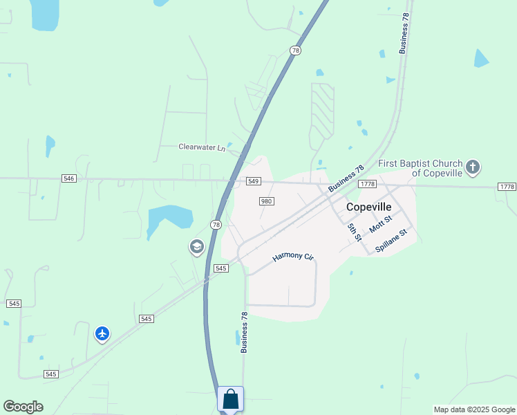 map of restaurants, bars, coffee shops, grocery stores, and more near 5644 County Road 980 in Nevada