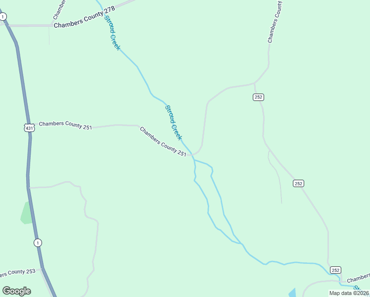 map of restaurants, bars, coffee shops, grocery stores, and more near 1432 Chambers County 251 in Five Points