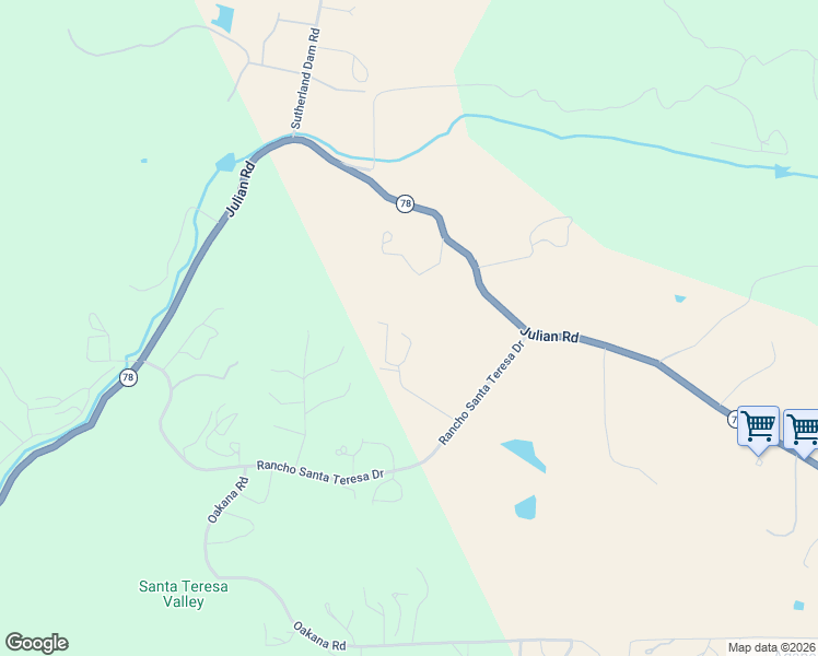 map of restaurants, bars, coffee shops, grocery stores, and more near 20191 Deerben Drive in Ramona