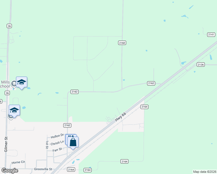 map of restaurants, bars, coffee shops, grocery stores, and more near 2178 County Road 2162 in Caddo Mills