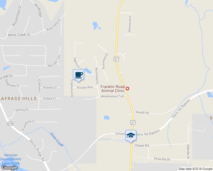 map of restaurants, bars, coffee shops, grocery stores, and more near 112 Richmond Drive in LaGrange